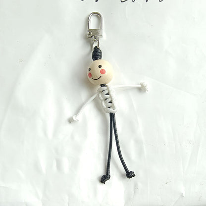 Stickman Keychain Beads Smiley Face School Bag Pendant