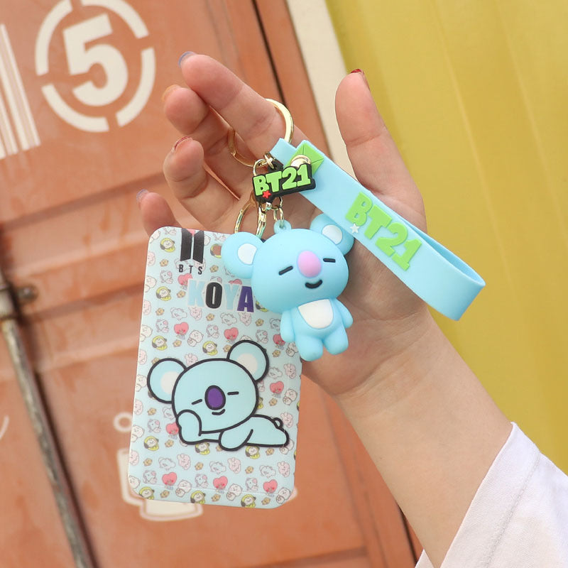 Cartoon Silicone Card Holder ID Holder Keychain Cute Keychain