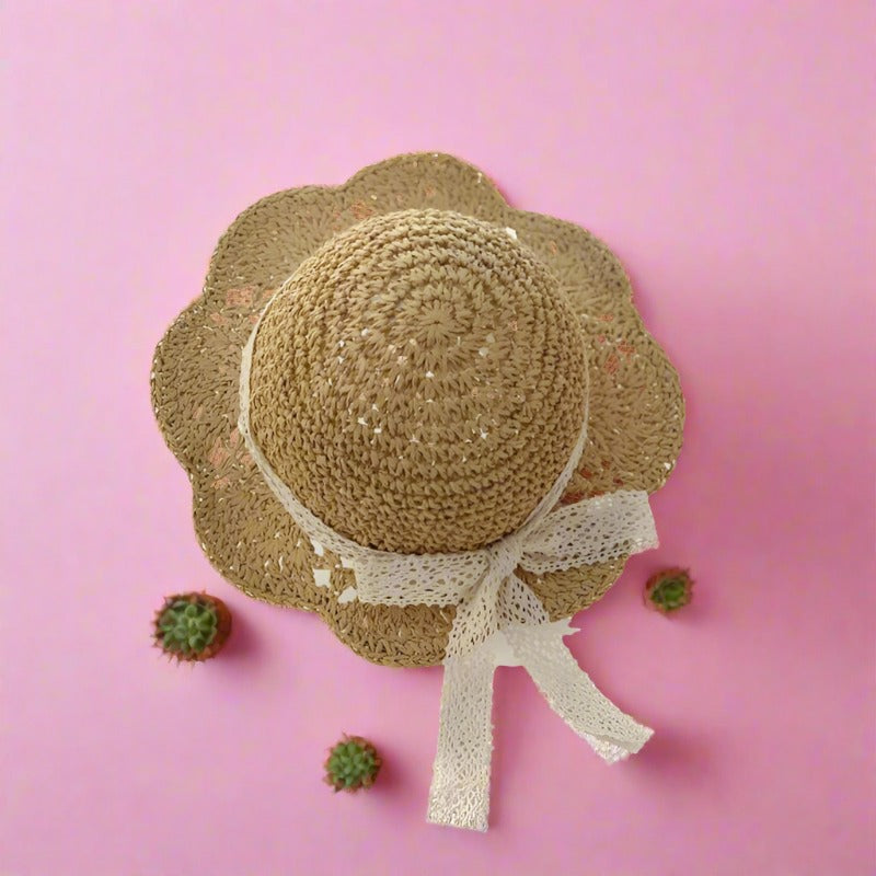 Kids Bow Straw Hat