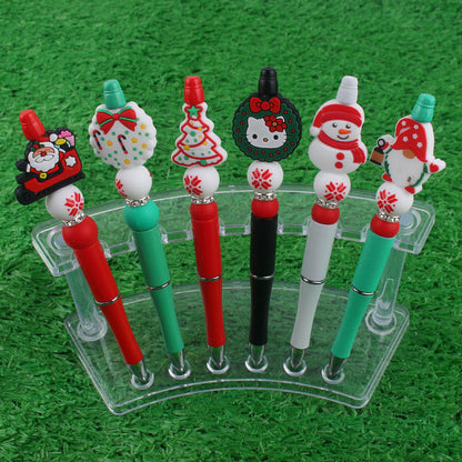 Cartoon Christmas Snowman Tree Beadable Silicone Beaded Ballpoint