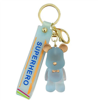 Cartoon Crystal Bow Tie Bear PVC Soft Glue Creative Keychain