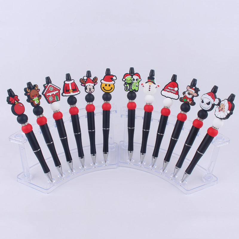 Cartoon Christmas Silicone Handmade Plastic Beaded Pen