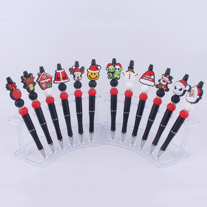 Cartoon Christmas Silicone Handmade Plastic Beaded Pen