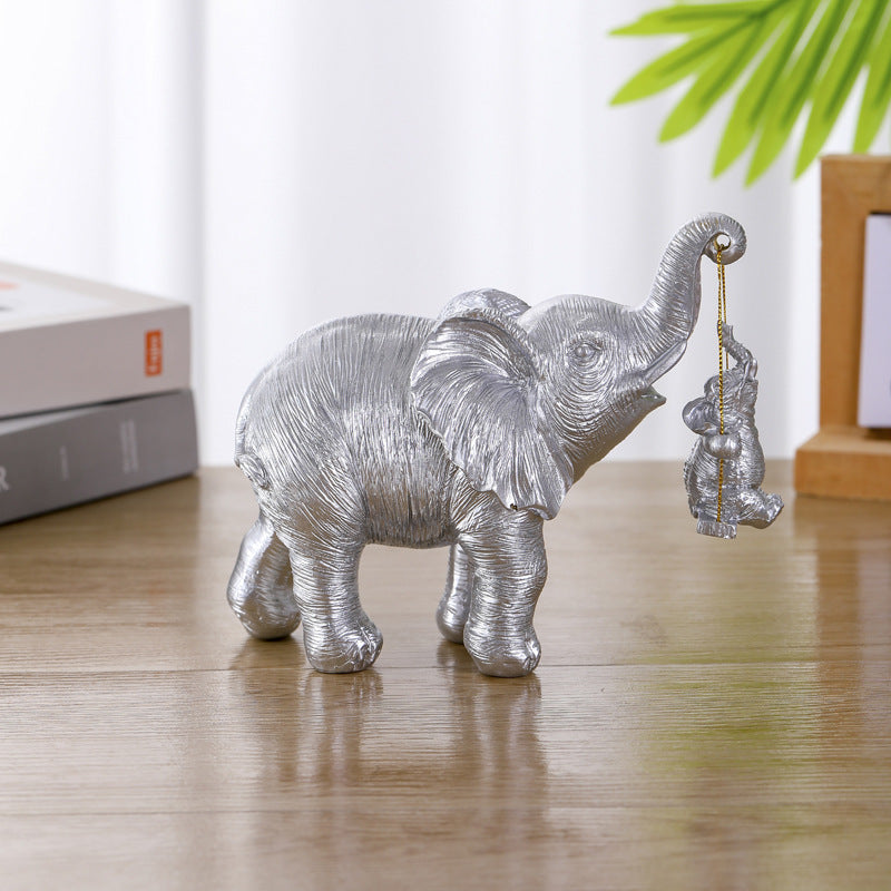 Mother's Day Cartoon Cradle Elephant Resin Ornaments