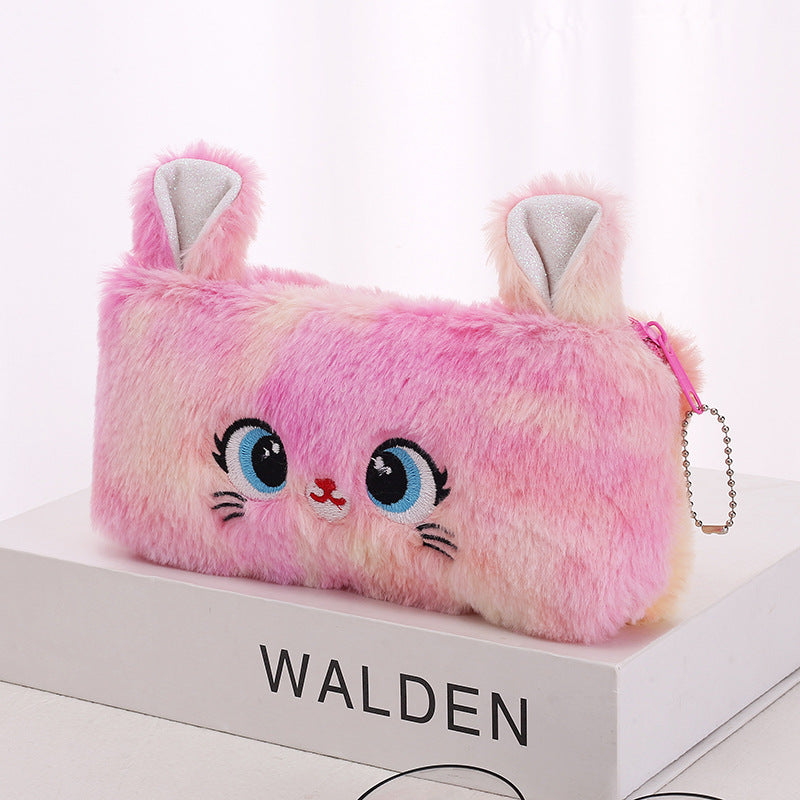 New Cat Large Capacity Plush Zipper Pen Bags