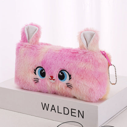 New Cat Large Capacity Plush Zipper Pen Bags