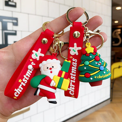 Christmas Cartoon Soft Santa Claus Christmas Tree Keychain