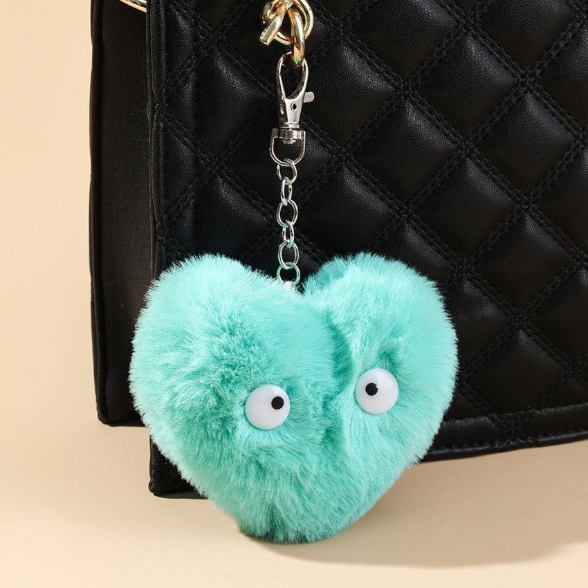 Cute Eyes Peach Heart Plush Keychain