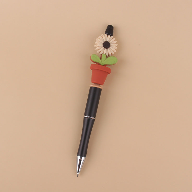 Silicone Beaded Sunflower Potted Wooden Beads Plastic