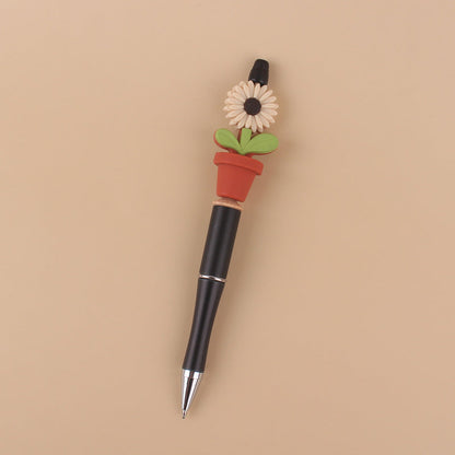 Silicone Beaded Sunflower Potted Wooden Beads Plastic