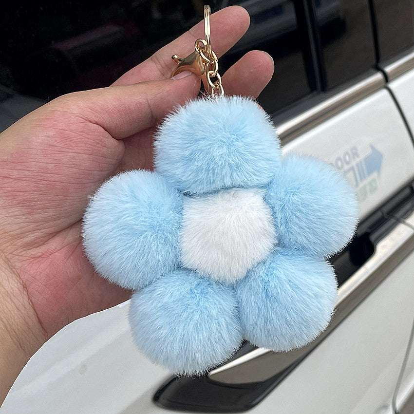 Hairball Flowers Cute Plush Keychain