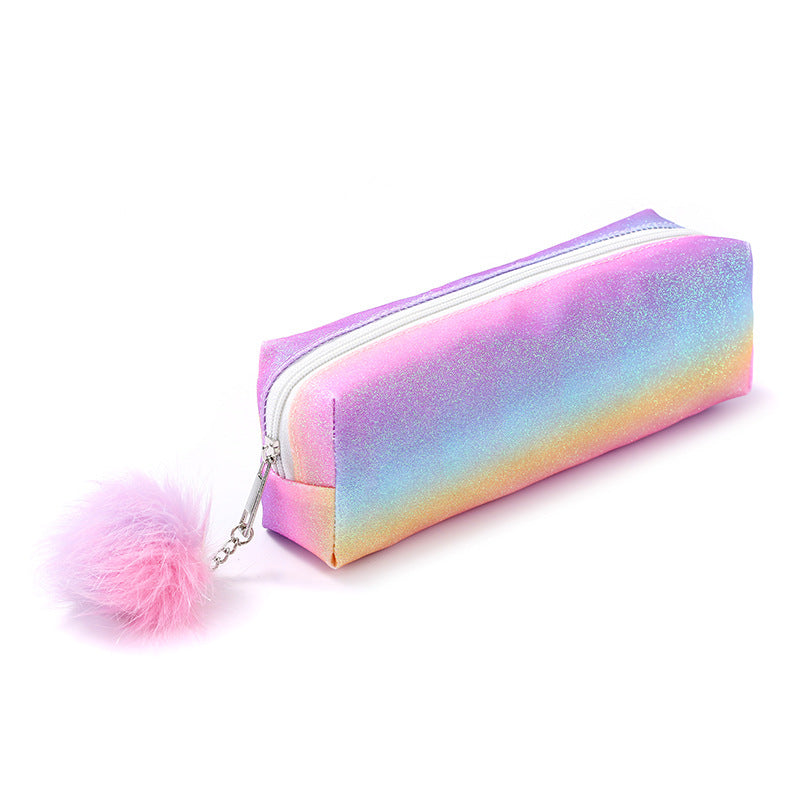 Rainbow Glitter Polyester Pencil Case
