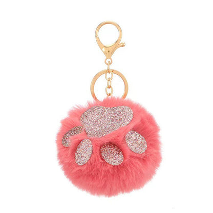 Fur Ball Cat Claw Plush Keychain