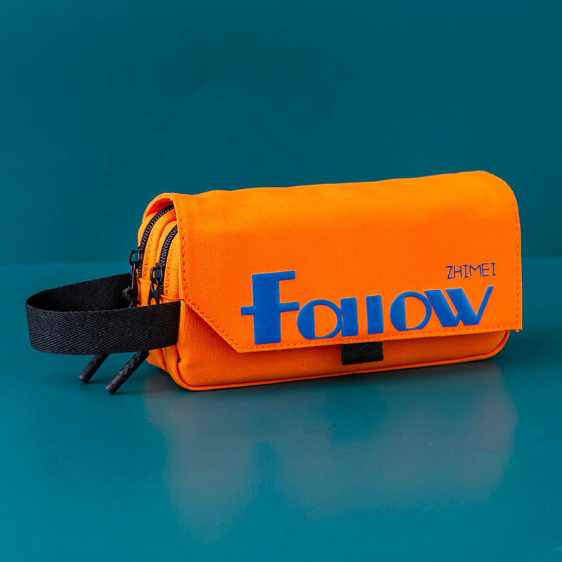 Simple Large Capacity Solid Color Canvas Pencil Case