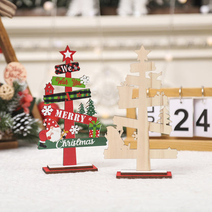 Christmas Decorations Mini Desktop Christmas Tree Wooden Ornaments