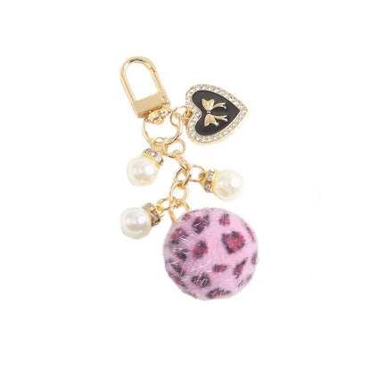 Leopard Fur Ball Keychain
