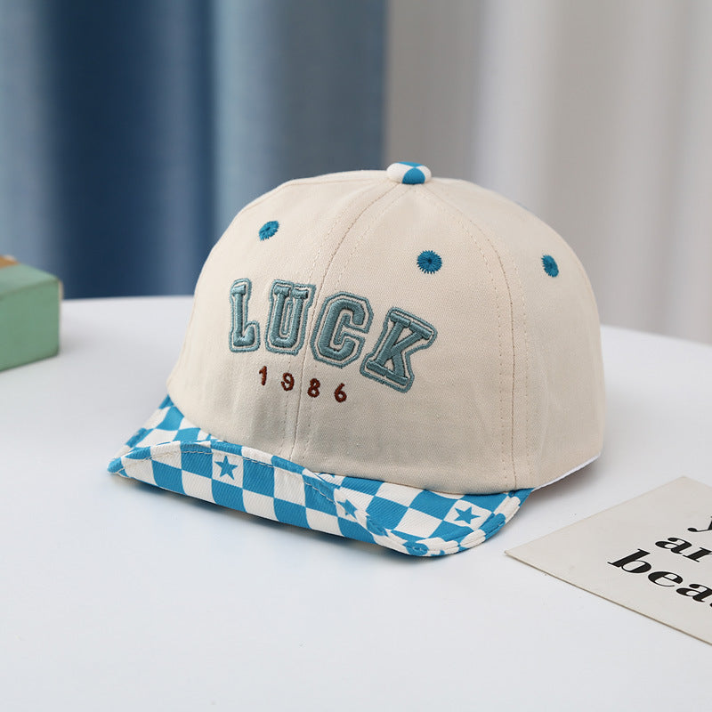 Toddler Embroidered Plaid Letters Visor Baseball Cap