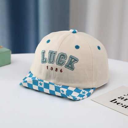 Toddler Embroidered Plaid Letters Visor Baseball Cap