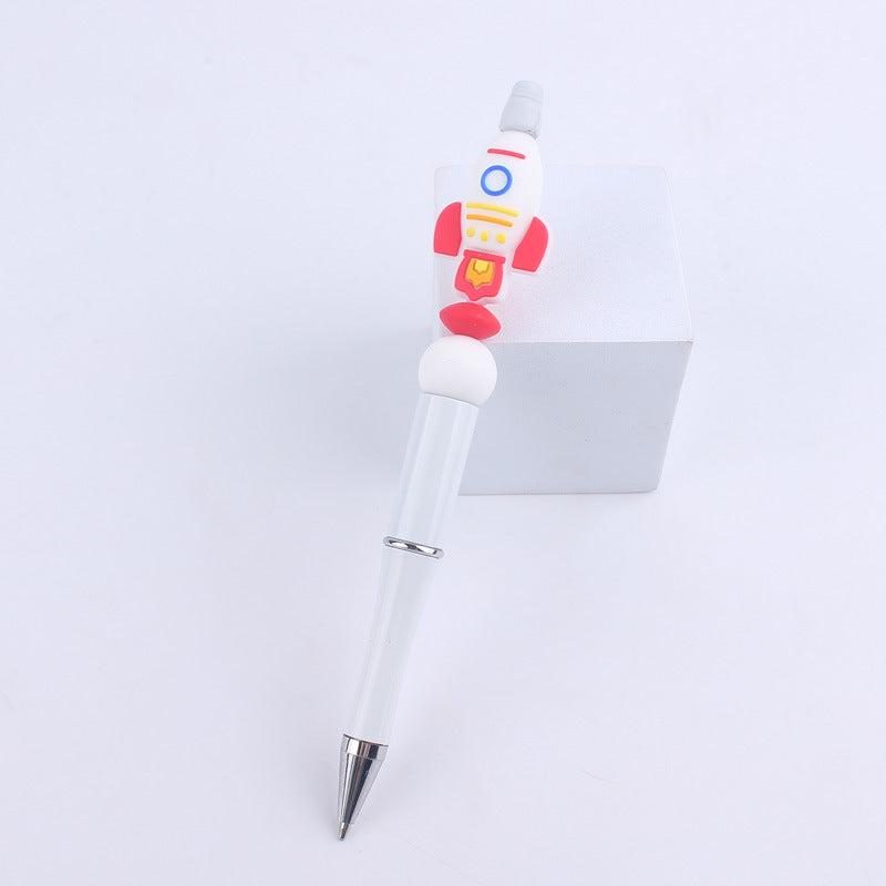 Handmade Bead Pen Cartoon Rocket Astronaut Silicone Ballpoint