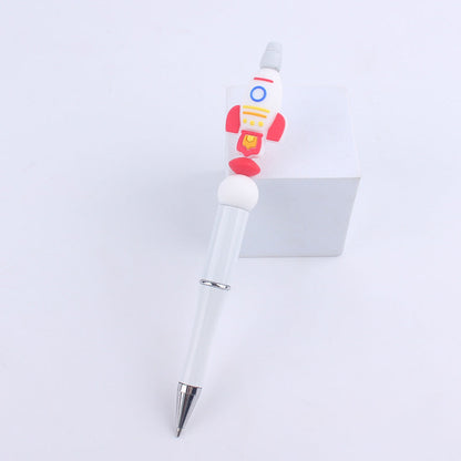 Handmade Bead Pen Cartoon Rocket Astronaut Silicone Ballpoint