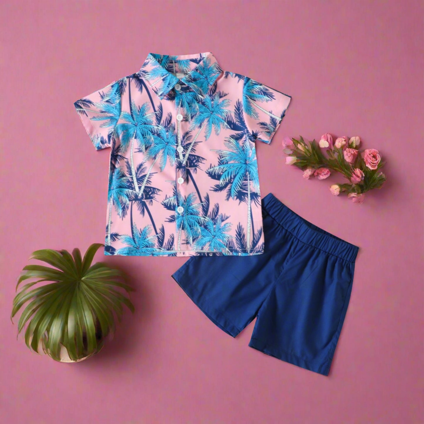 Cotton Beach Style Printed Shirt and Shorts Set