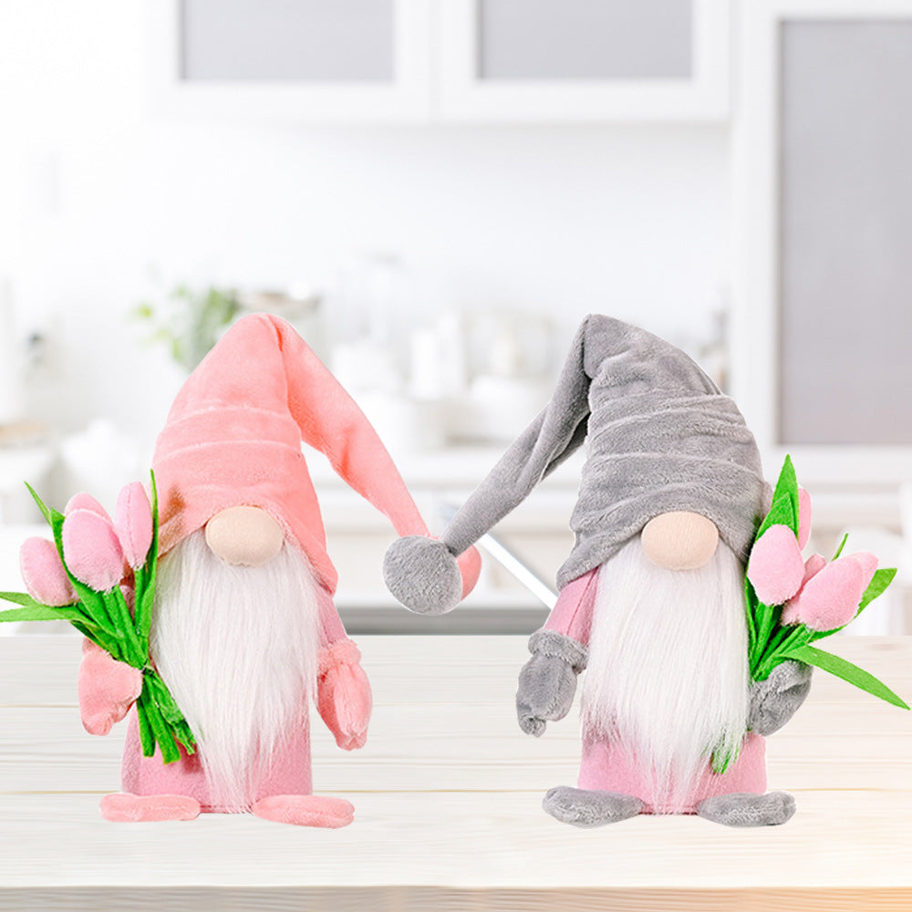 Wholesale of Mother's Day PP Cotton Hand Holding Flower Faceless Elderly Dolls
