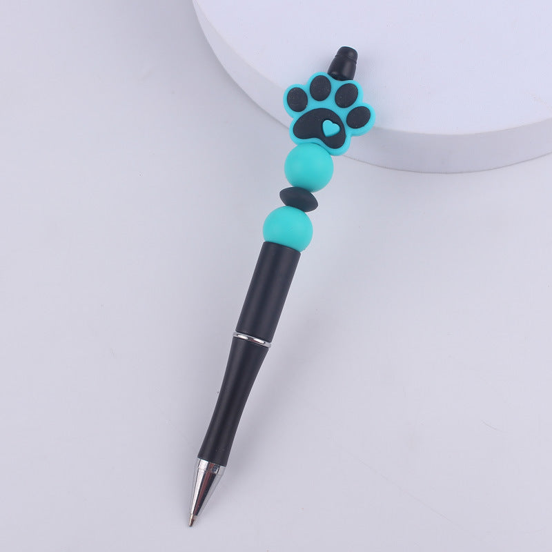 Handmade Bead Pen Cartoon Dog Paw Silicone Ballpoint