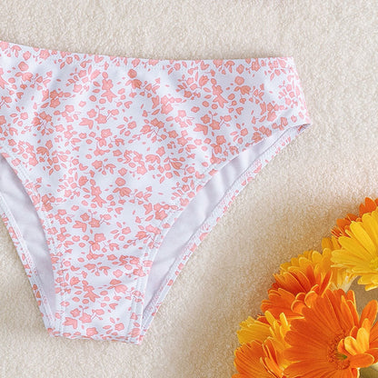 Kids V-Neck Cute Split Floral High Waist Swimwear