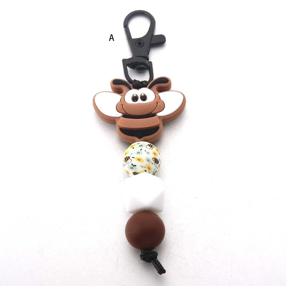 Bee Silicone Beaded Keychain
