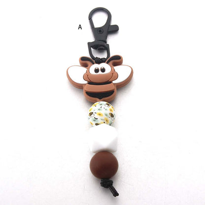 Bee Silicone Beaded Keychain