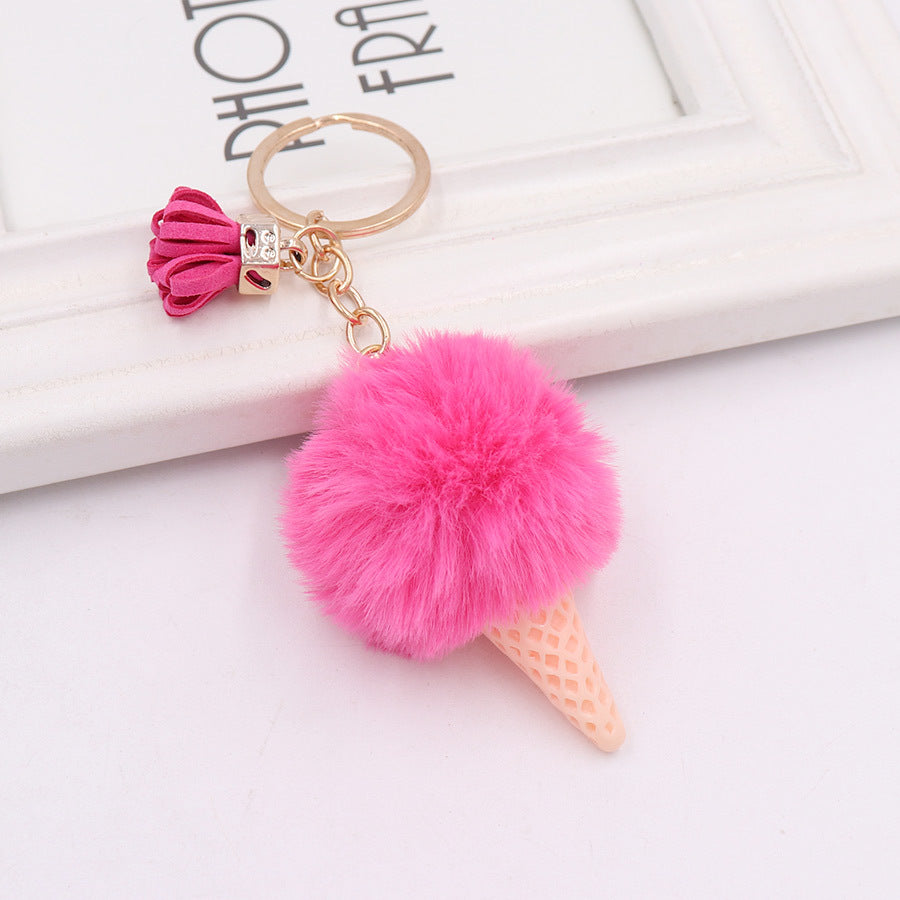 Cartoon Plush Ice Cream Keychain