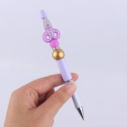 Cartoon Silicone Scissors, Handmade Plastic Bead Pens