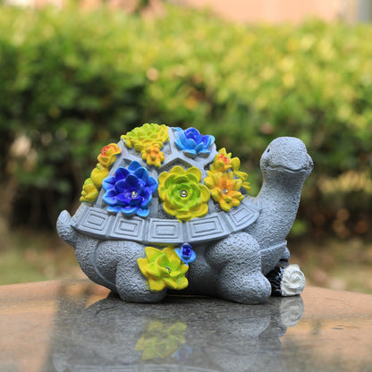 Cartoon Cute Flower Turtle Solar Energy Lamp Resin