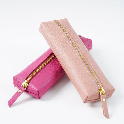 Cowhide Lychee Zipper Creative Pencil Case