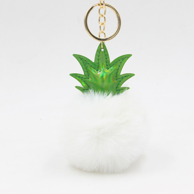 Polyester Pineapple Fur Ball Keychain