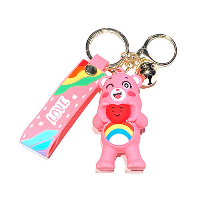 Cartoon Cute Love Bear Keychains Silicone Creative Keychain