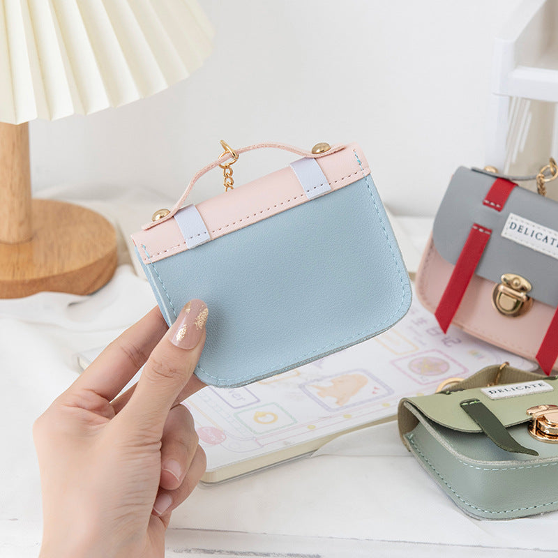 Cute Creative Mini Compact Lock Coin Bag Keychain