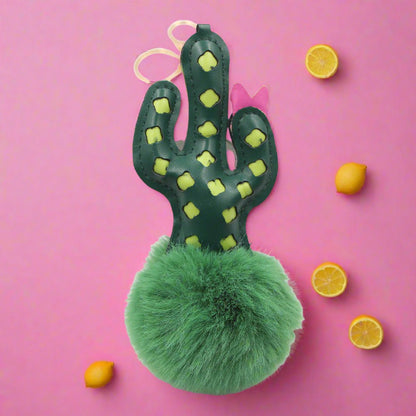 Cactus Alloy Fur Ball Keychain