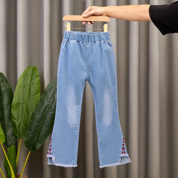 Cotton Medium Large Children's Wide Leg Pants Flared Long Pants