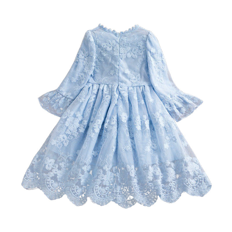Wholesale Children's Short Sleeved Lace Polyester Dresses