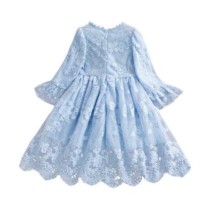 Wholesale Children's Short Sleeved Lace Polyester Dresses