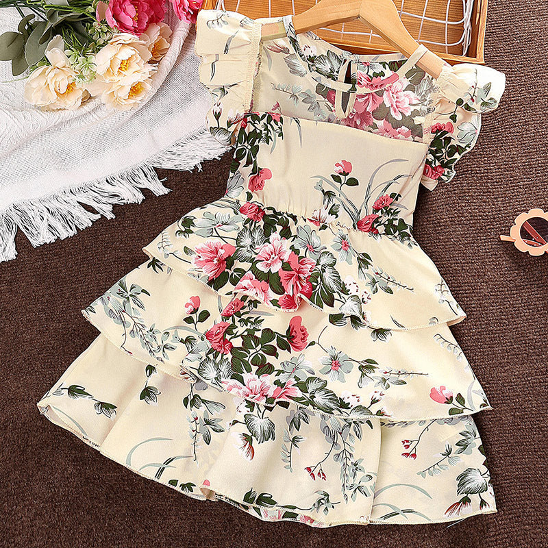 Vintage Mesh Girls Dress Polyester Baby Clothes