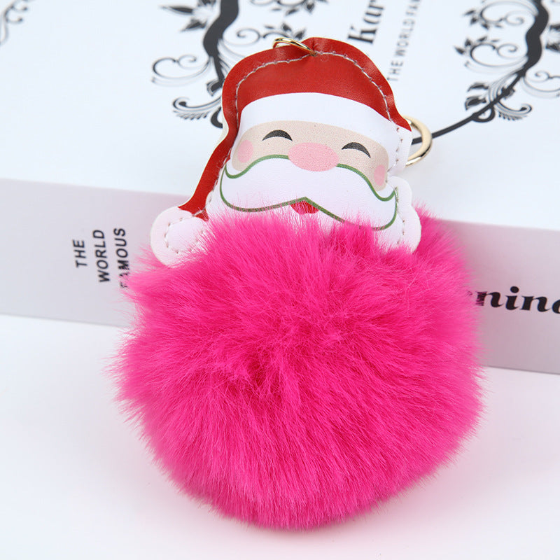 Christmas Plush Ball Santa Claus Plush Keychain