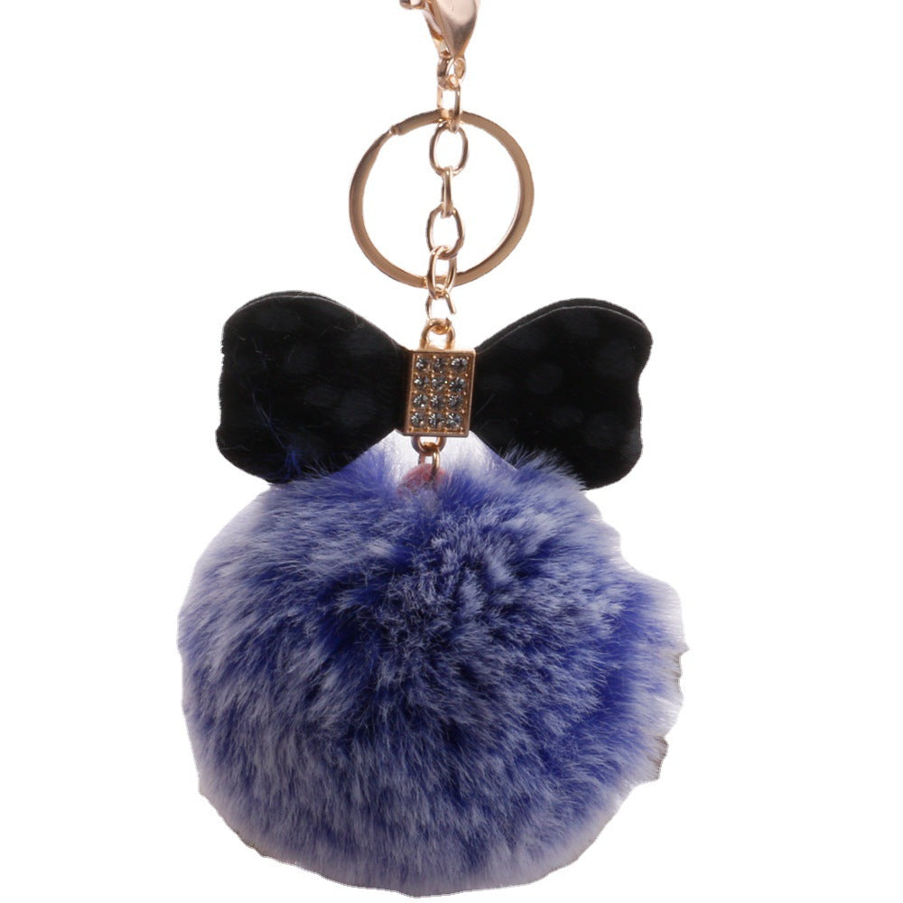 Plush Leopard Diamond Bow Keychain