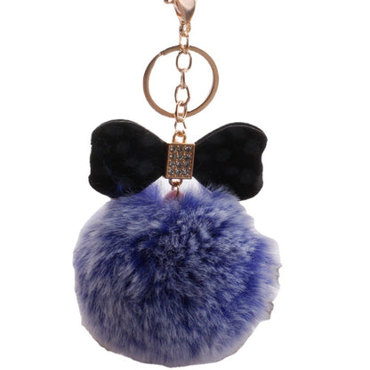 Plush Leopard Diamond Bow Keychain