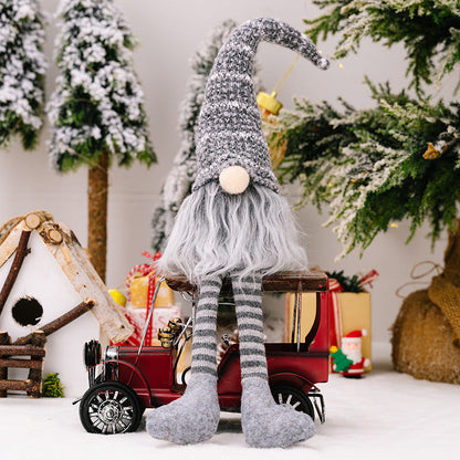 Polyester Christmas Striped Knitted Hat Rudolph Hanging Leg