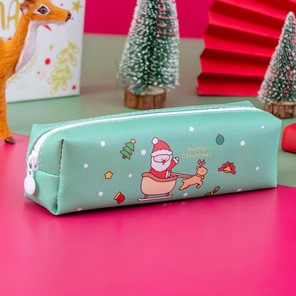 PU Cartoon Christmas Pencil Bags