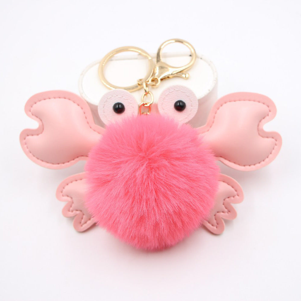 Crab Hair Ball Keychain