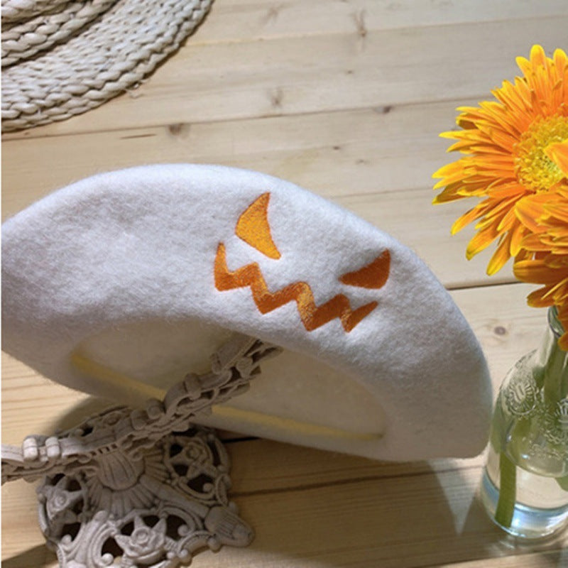 Halloween Smiley Pumpkin Witch Wool Parent-child Beret Hat