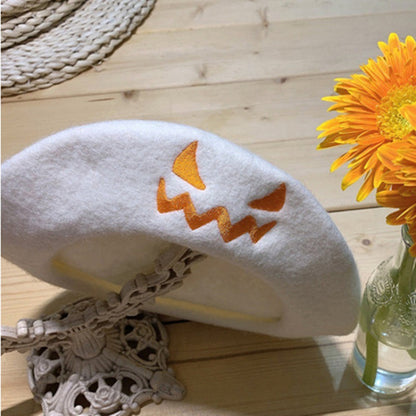 Halloween Smiley Pumpkin Witch Wool Parent-child Beret Hat